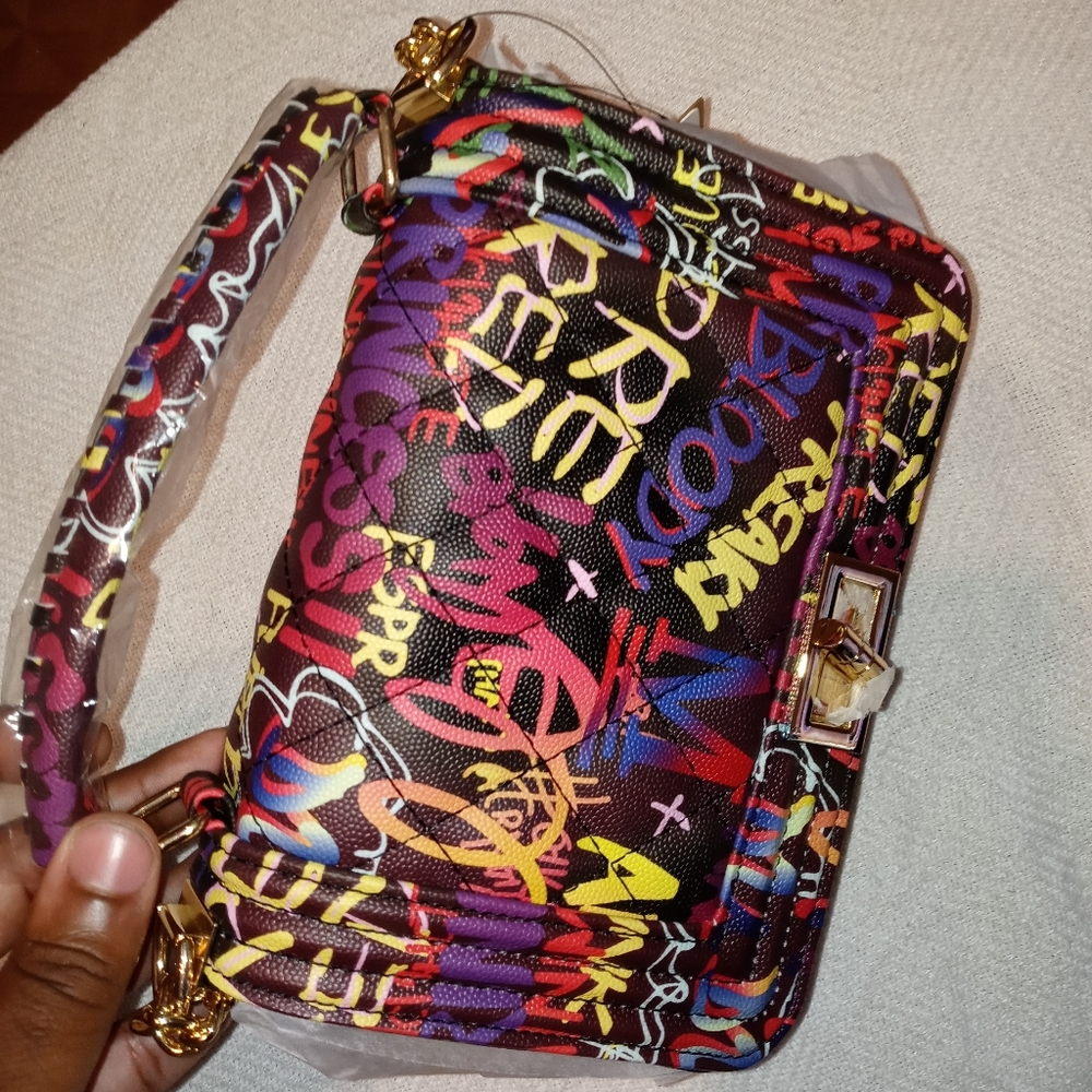Graffiti print purse Multi Color